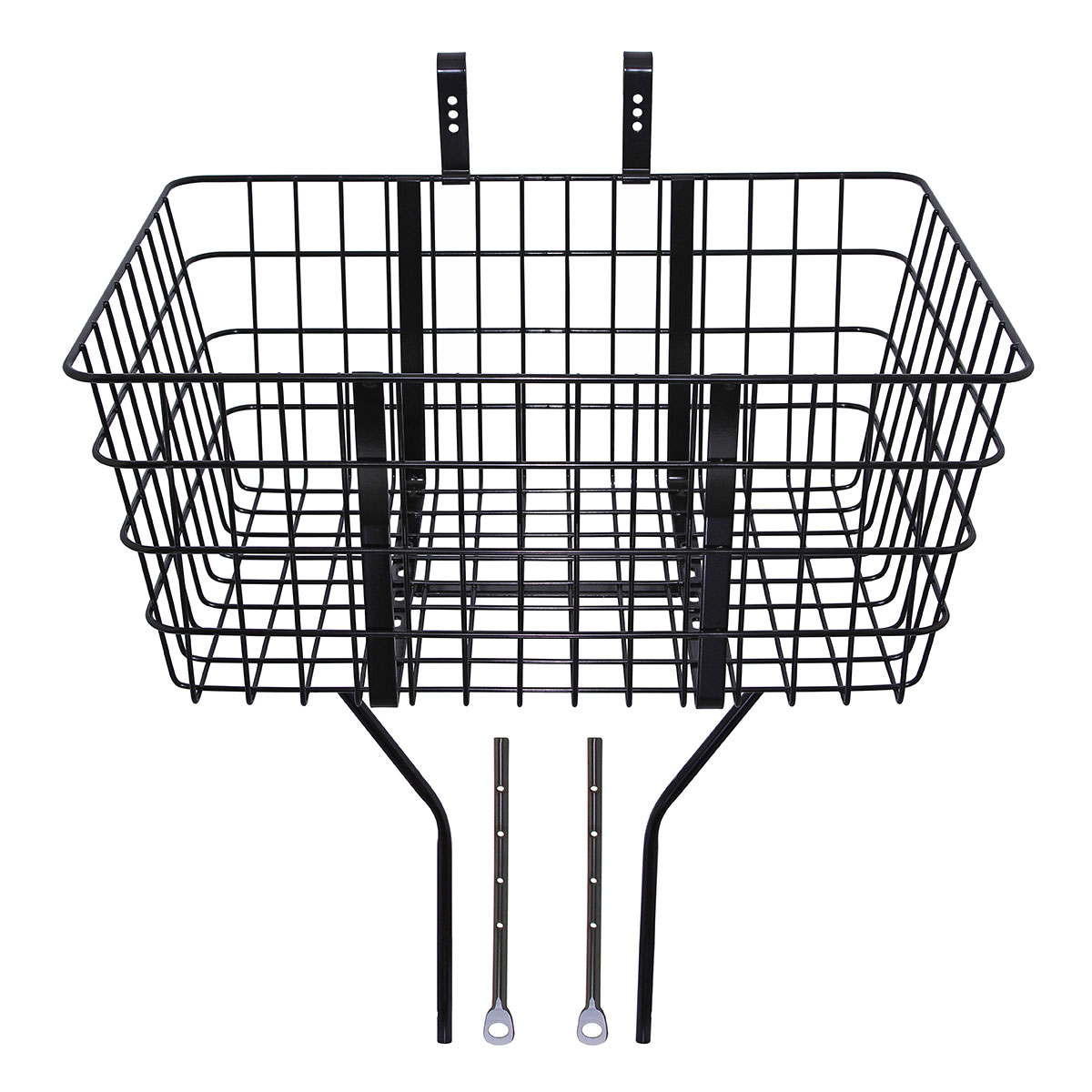 Steel Wire Front Basket With Adjustable Braces Fit 20 to 29 Bikes TL-907ss Black.